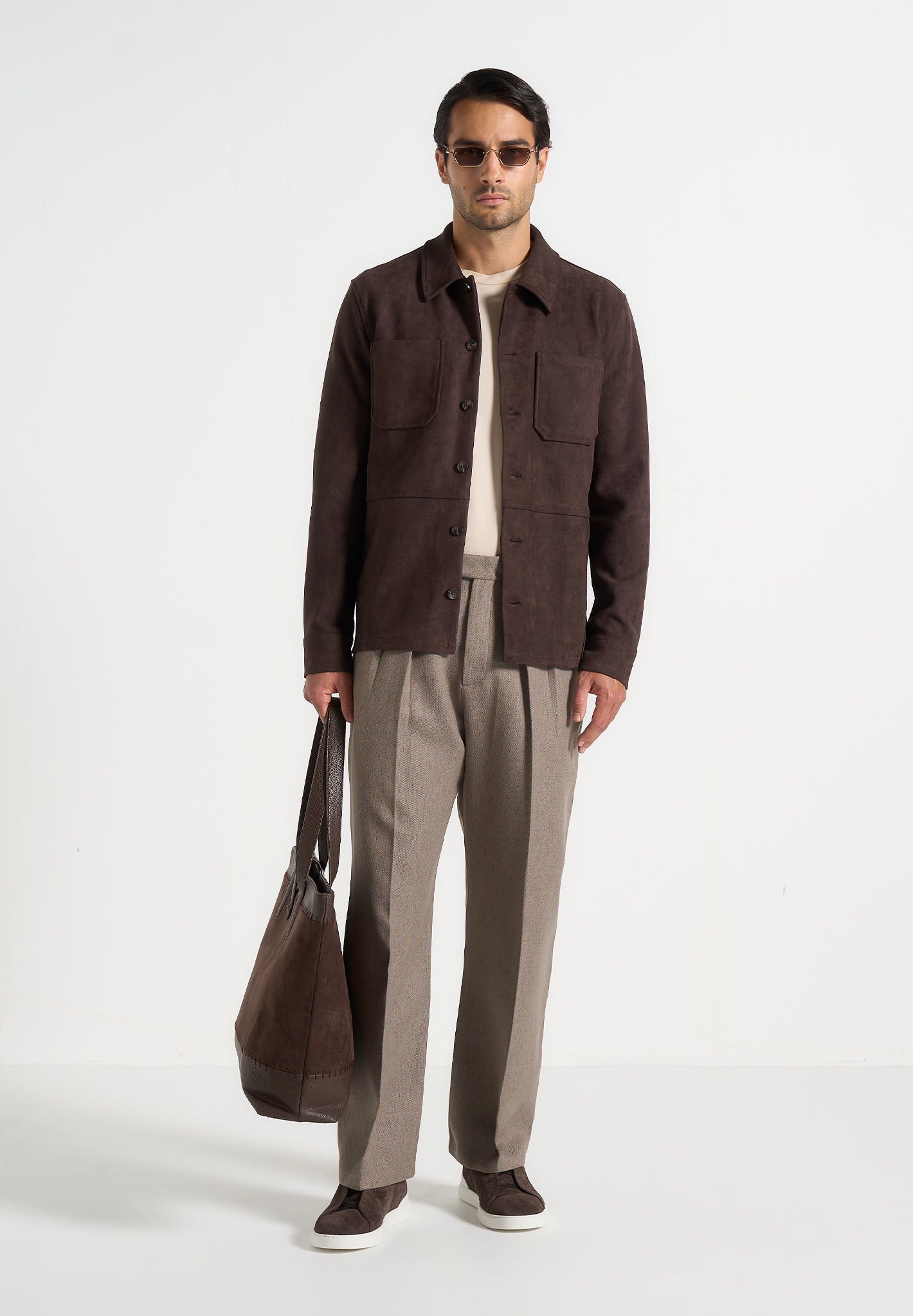Thomas - Suede Long Sleeve Shirt - Brown | Manire De Voir USA Thomas - Suede Long Sleeve Shirt - Brown | Manire De Voir USA