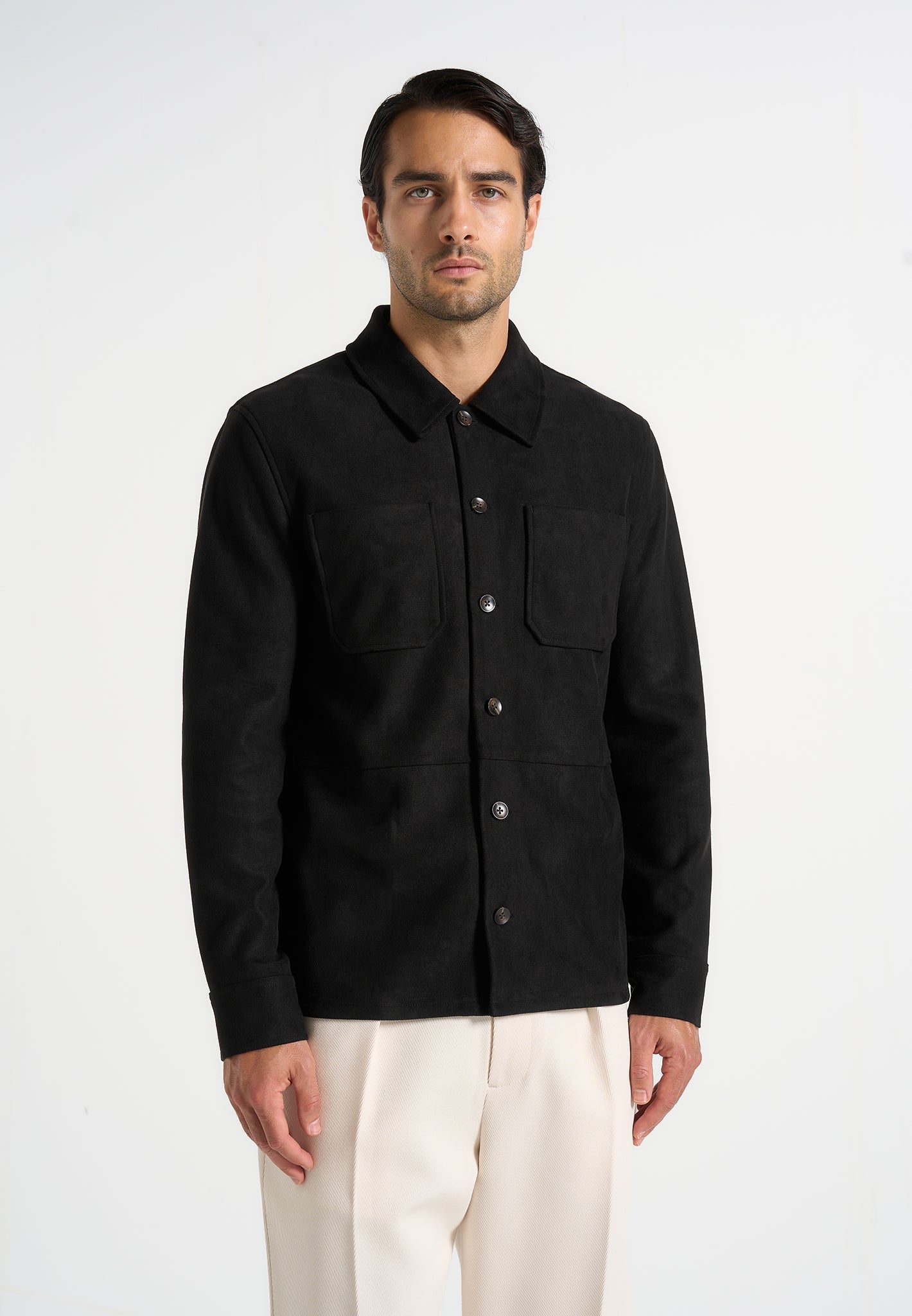 Thomas - Suede Long Sleeve Shirt - Black Thomas - Suede Long Sleeve Shirt - Black