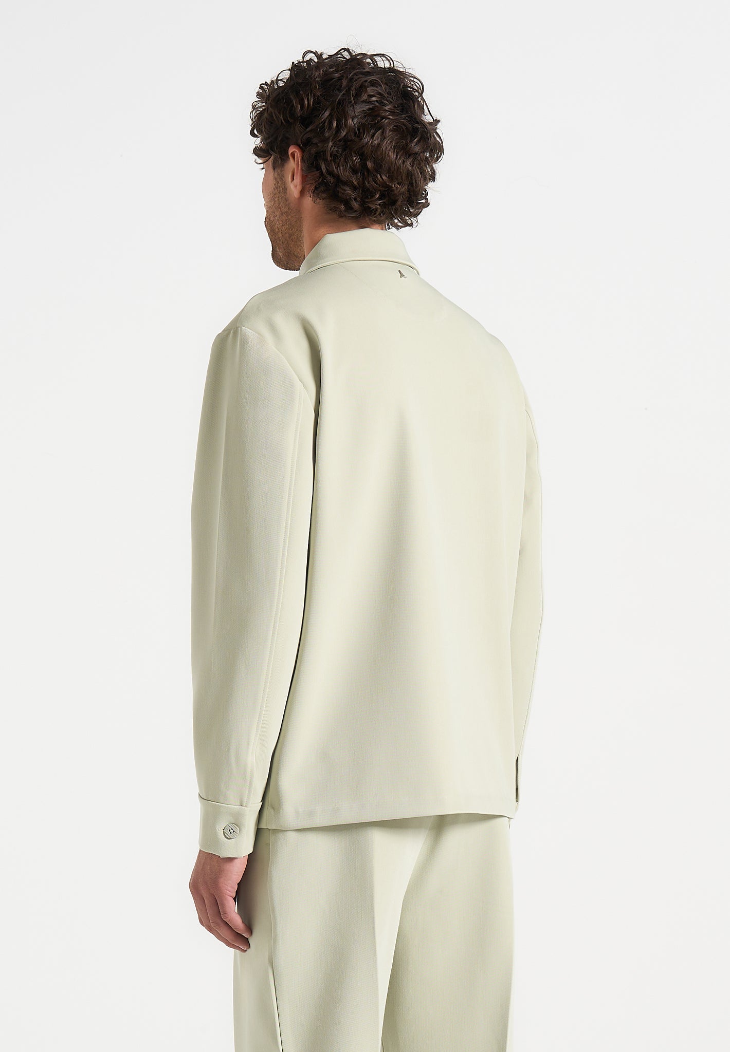 Leo - Hatched Tailored Overshirt - Sage