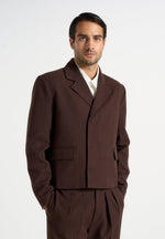 Hector - Double Breasted Tailored Cropped Blazer - Brown
