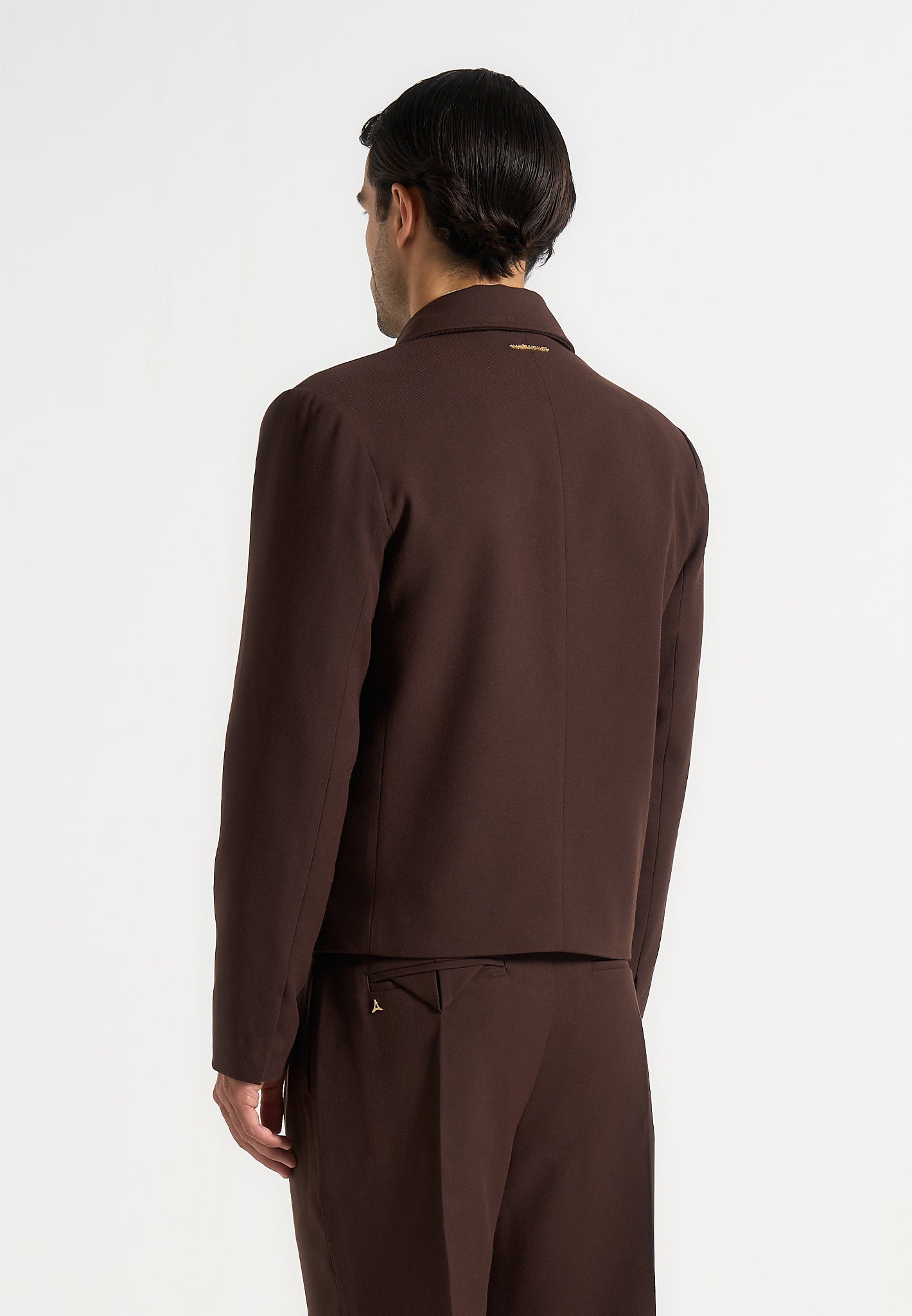 Hector - Double Breasted Tailored Cropped Blazer - Brown
