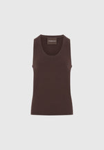 Justin - Ribbed Cotton Vest - Dark Brown