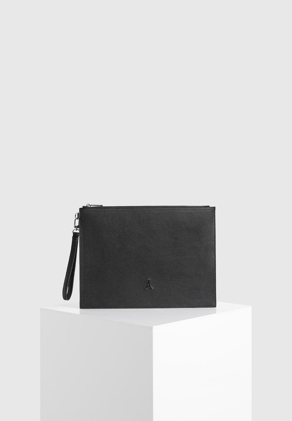 Leather Eiffel Laptop Case - Black