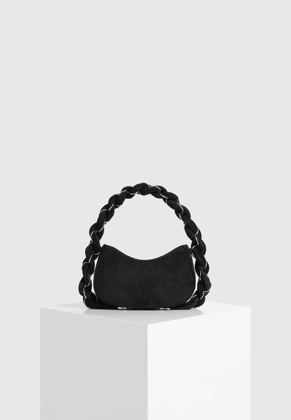 Somme - Suede Handbag - Black/Silver