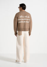 Kamil - Art Slogan Brushed Wool Knit Jumper - Beige