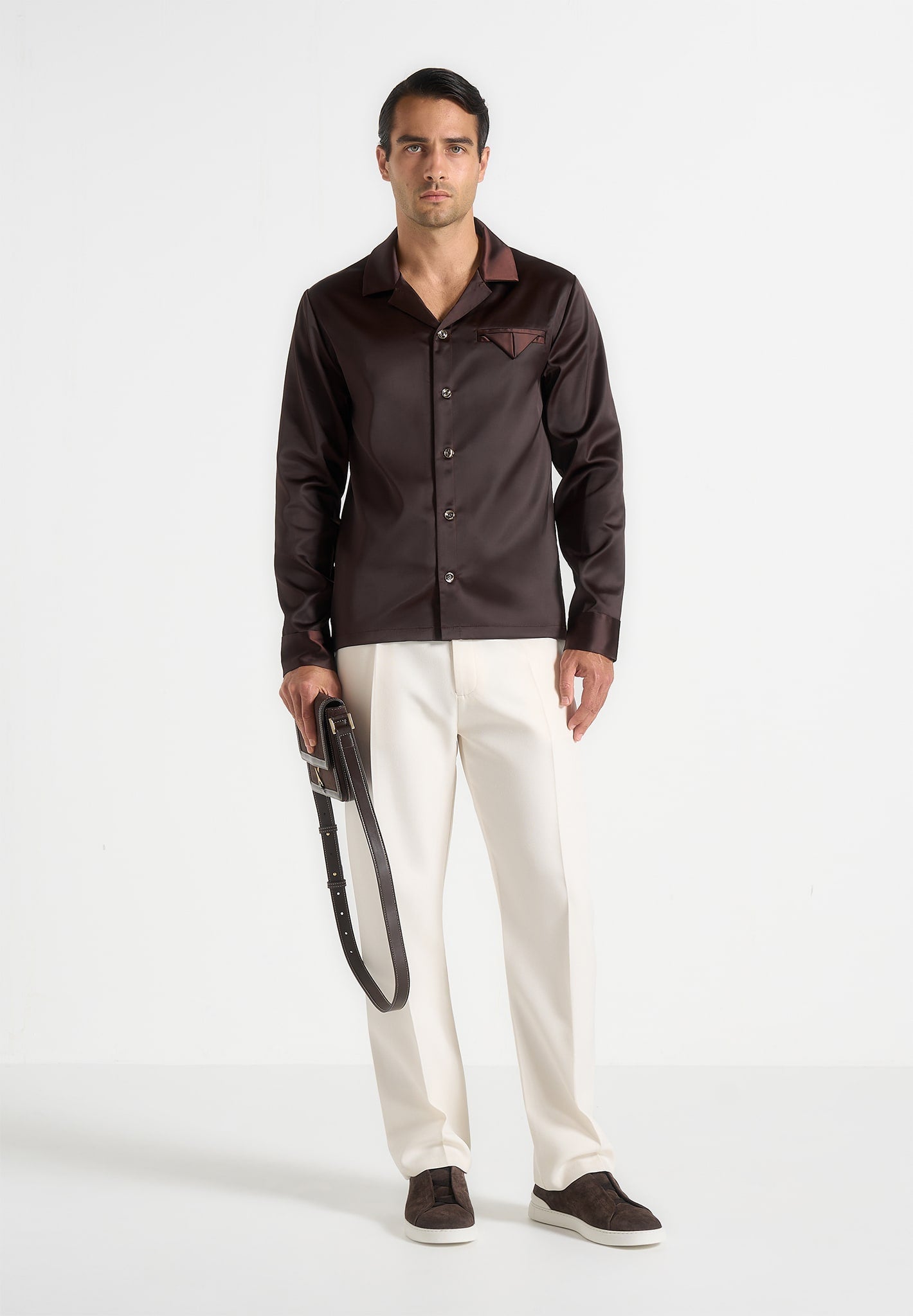 Men's Satin Shirt - Brown - XL - Constant - Manire de Voir Men's Satin Shirt - Brown - XL - Constant - Manire de Voir