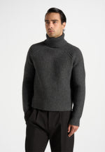 Rudy - Roll Neck Chunky Knit Jumper - Grey