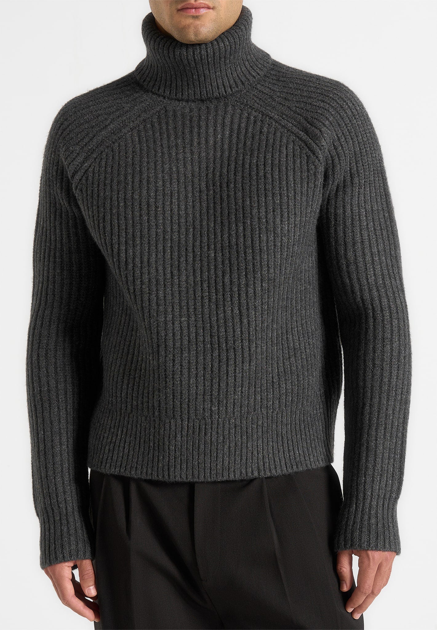 Rudy - Roll Neck Chunky Knit Jumper - Grey