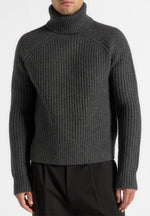 Rudy - Roll Neck Chunky Knit Jumper - Grey