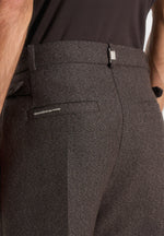 Pierre - Relaxed Fit Melange Pleated Tailored Trousers - Brown