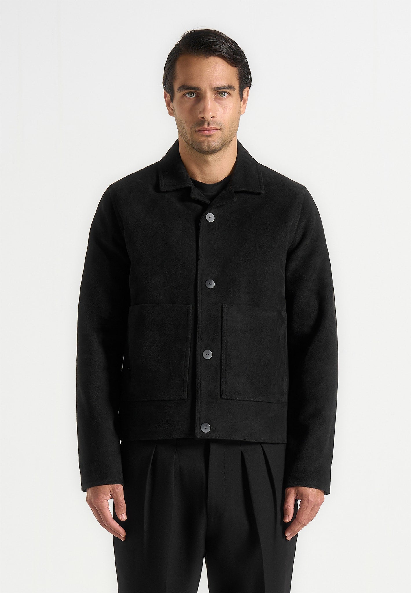 Michel Suede Jacket With Revere Collar Black Manière De Voir USA