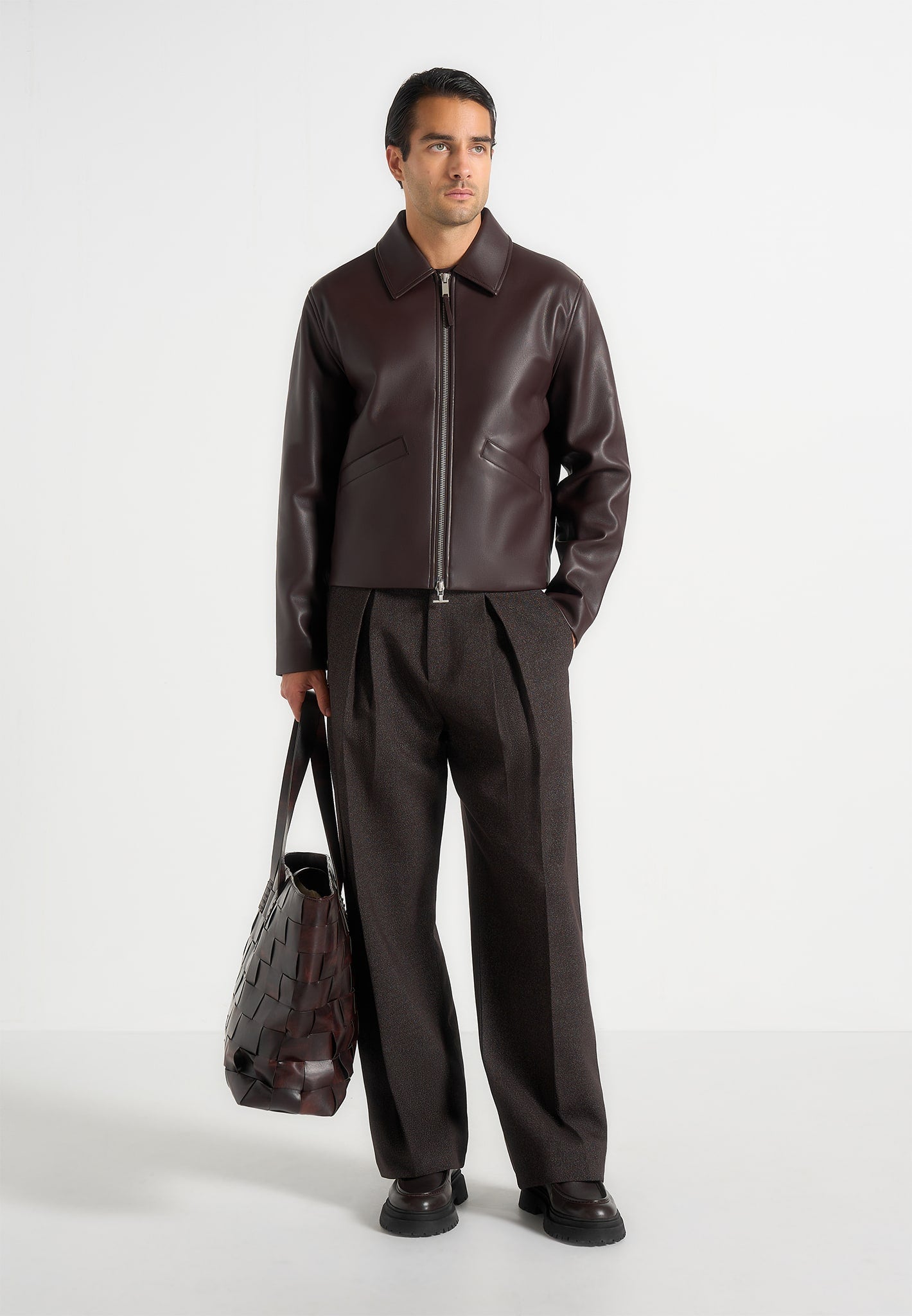 Men's Minimal Leather Jacket - Dark Brown - XS - Yves - Manire de Voir Men's Minimal Leather Jacket - Dark Brown - XS - Yves - Manire de Voir