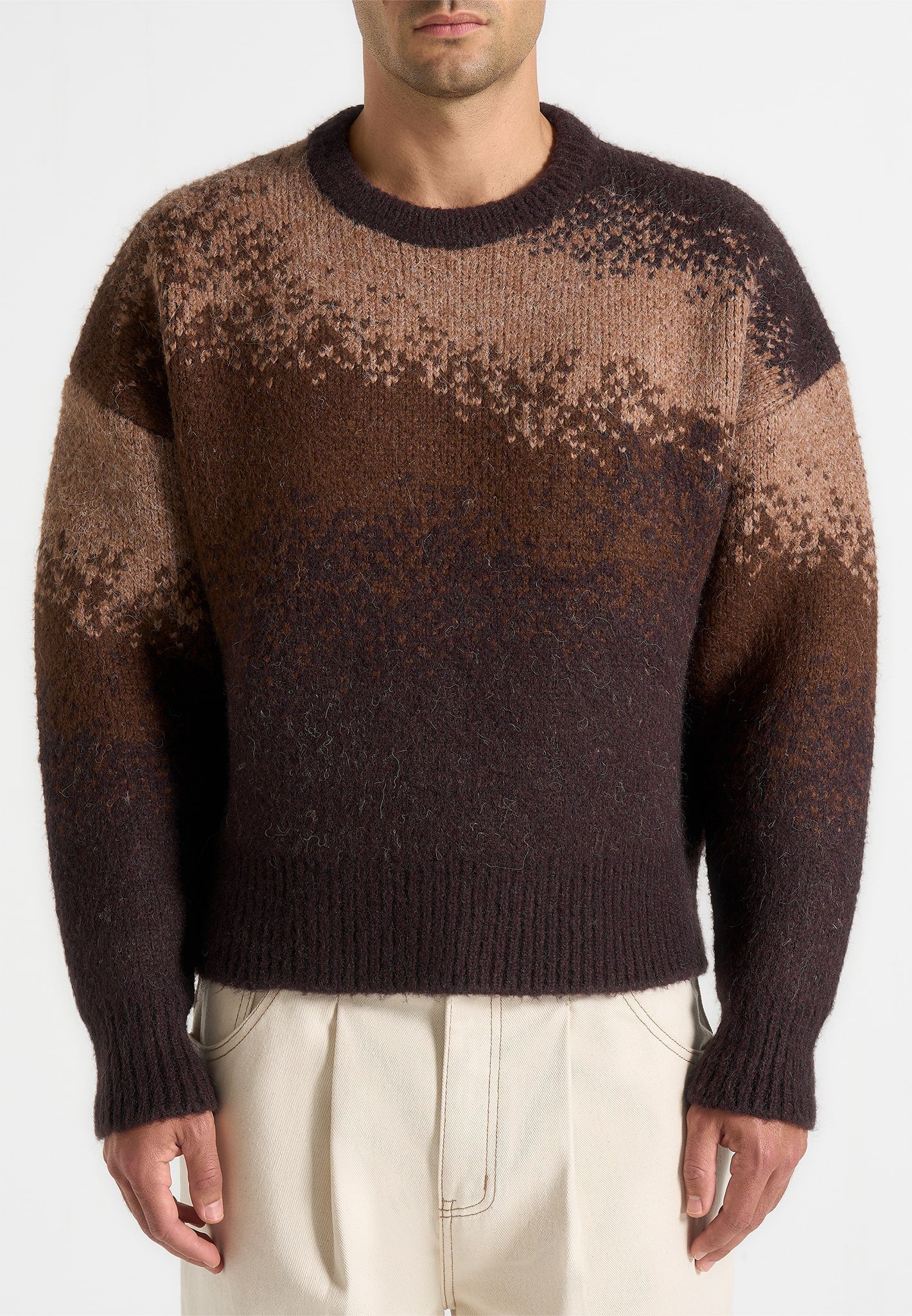 Yani - Ombré Wool Crewneck Sweater - Brown