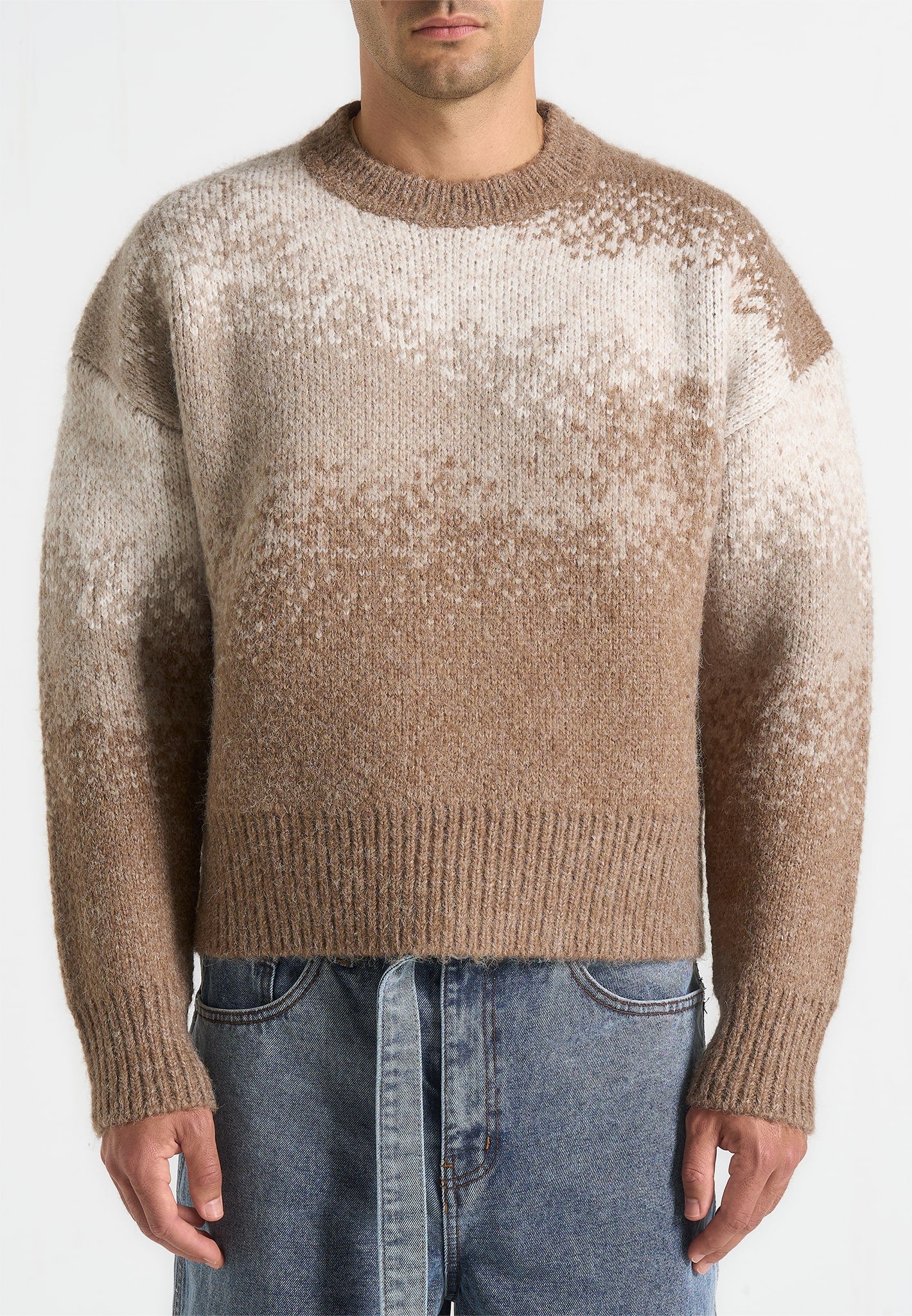 Yani - Ombré Wool Crewneck Sweater - Beige