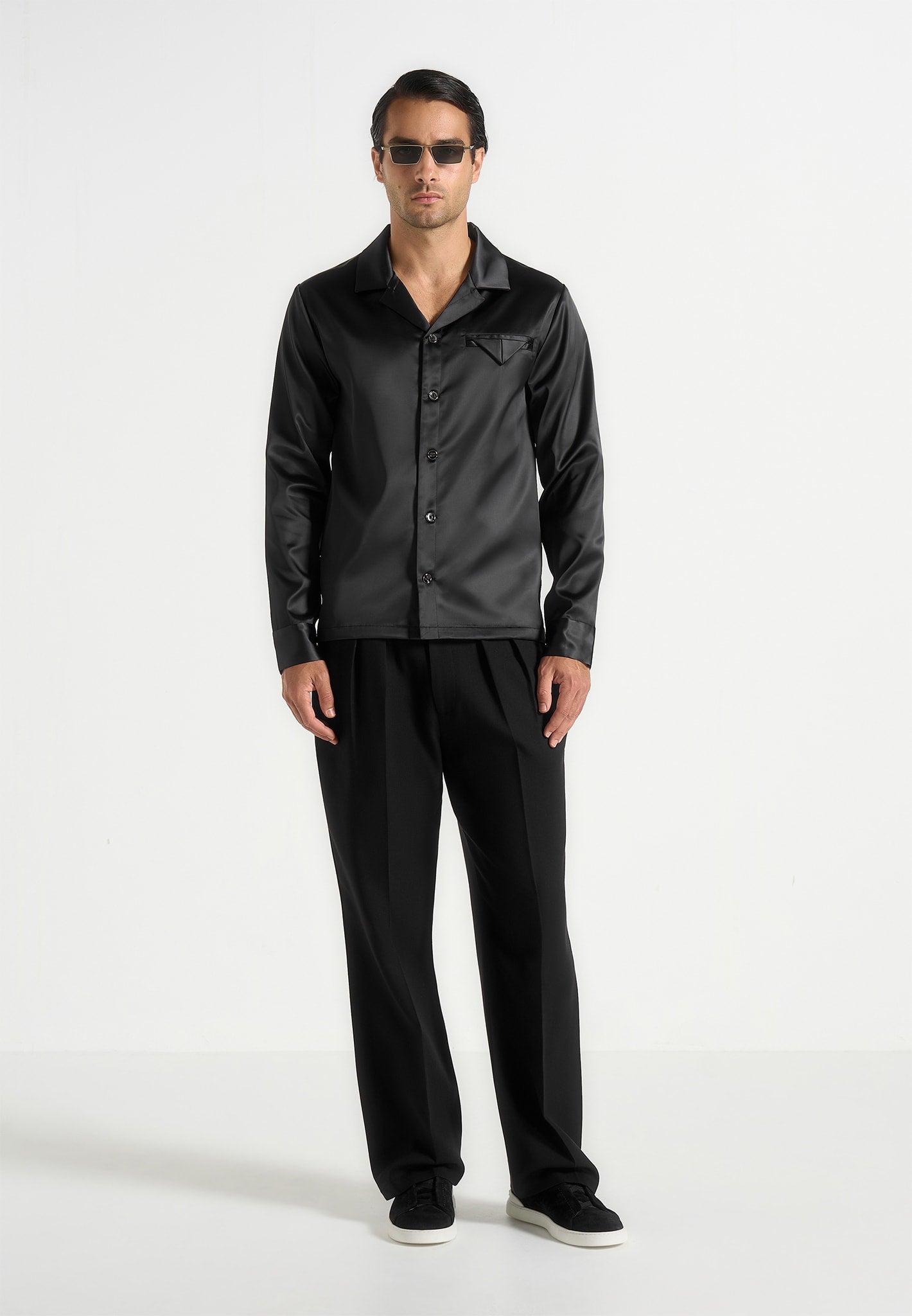 Constant - Satin Shirt - Black | Manire De Voir USA Constant - Satin Shirt - Black | Manire De Voir USA