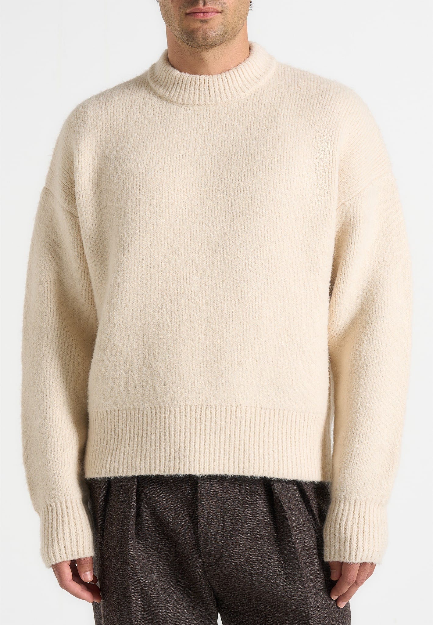 Chris - Brushed Wool Knit Jumper - Cream