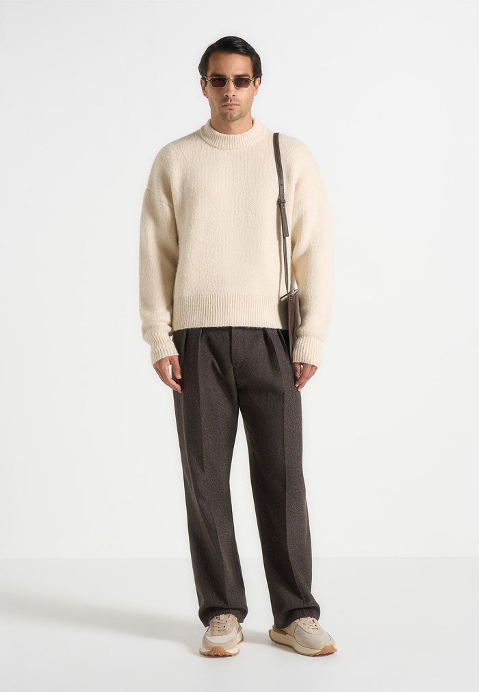 Chris - Brushed Wool Knit Jumper - Cream