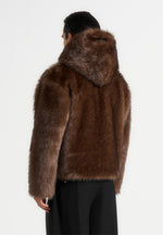 Ryan - Fur Hooded Jacket - Brown