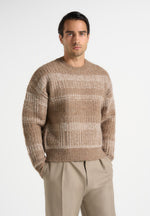 Ayden - Check Wool Knit Jumper - Taupe/Beige