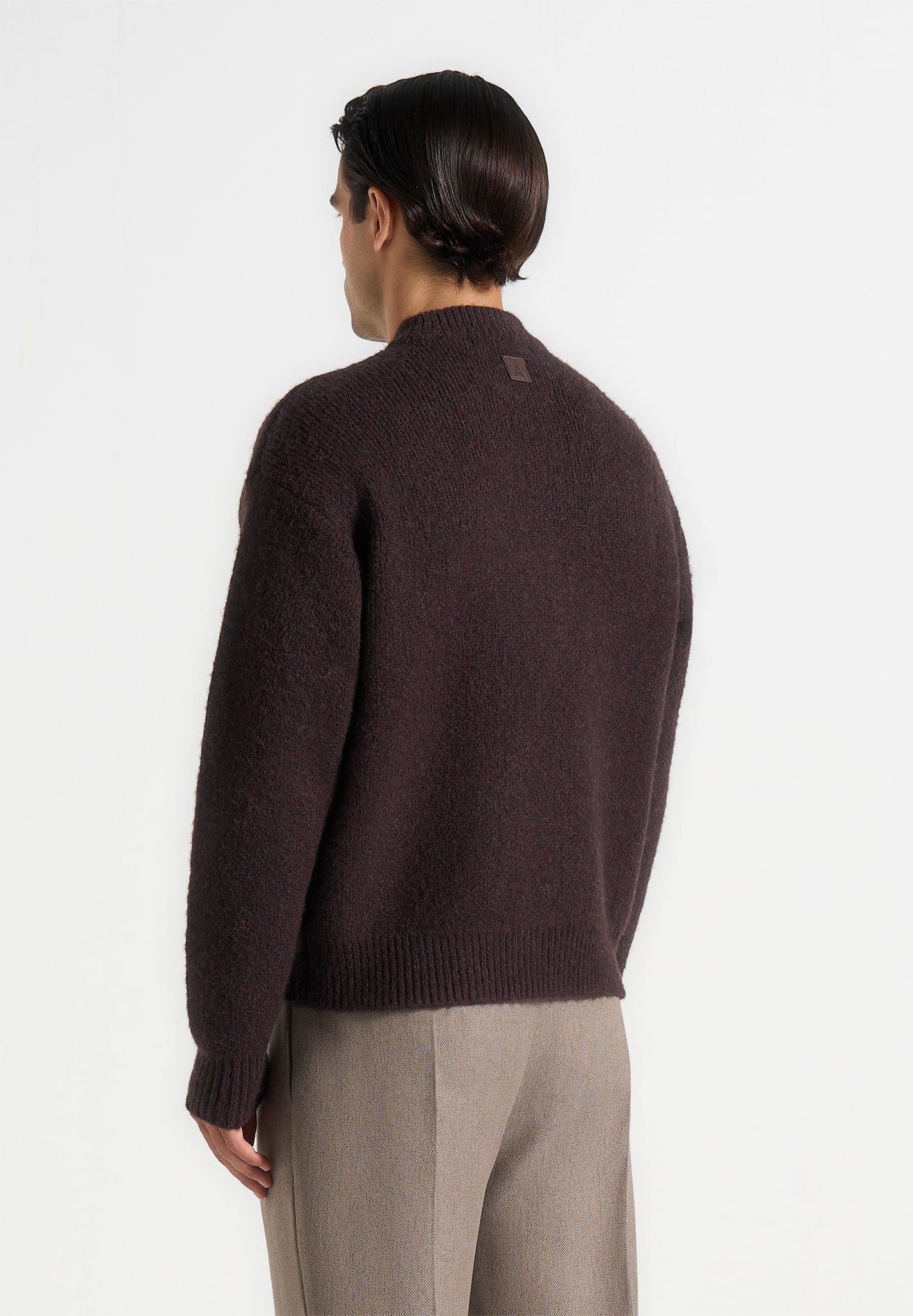 Theo - Asymmetric Brushed Wool Knit Jumper - Brown