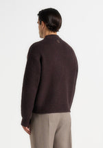 Theo - Asymmetric Brushed Wool Knit Jumper - Brown