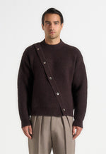 Theo - Asymmetric Brushed Wool Knit Jumper - Brown