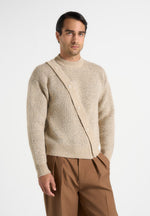 Theo - Asymmetric Brushed Wool Knit Jumper - Beige