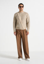 Theo - Asymmetric Brushed Wool Knit Jumper - Beige