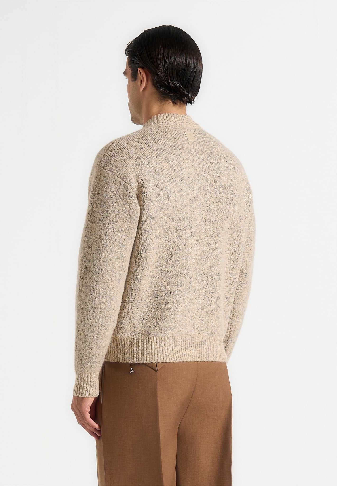 Theo - Asymmetric Brushed Wool Knit Jumper - Beige