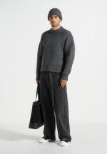 Chris - Brushed Wool Knit Jumper - Grey