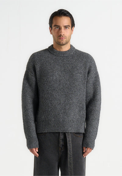Chris - Brushed Wool Knit Jumper - Grey