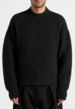 Chris - Brushed Wool Knit Jumper - Black
