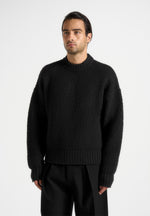 Chris - Brushed Wool Knit Jumper - Black