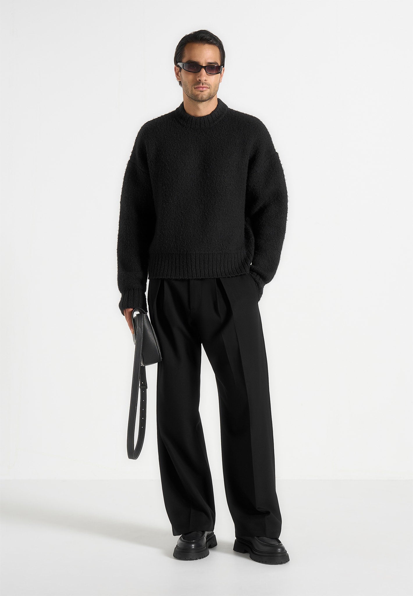 Chris - Brushed Wool Knit Jumper - Black