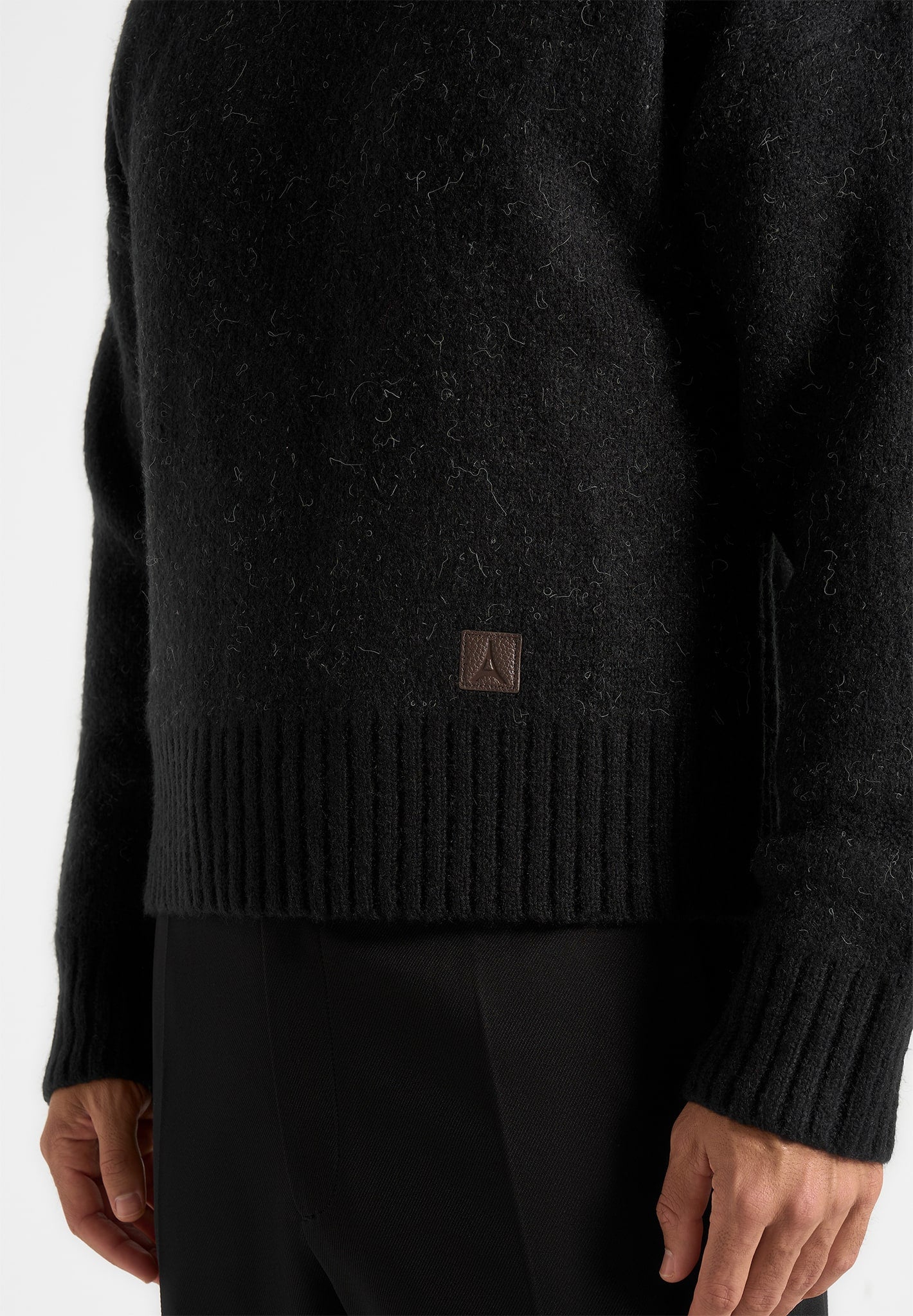 Kamil - Art Slogan Brushed Wool Knit Jumper - Black