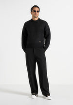 Kamil - Art Slogan Brushed Wool Knit Jumper - Black
