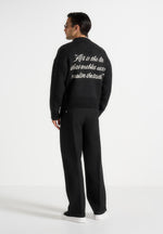 Kamil - Art Slogan Brushed Wool Knit Jumper - Black