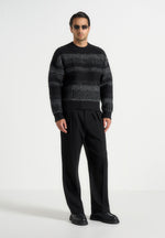 Ayden - Check Wool Knit Jumper - Black/Grey