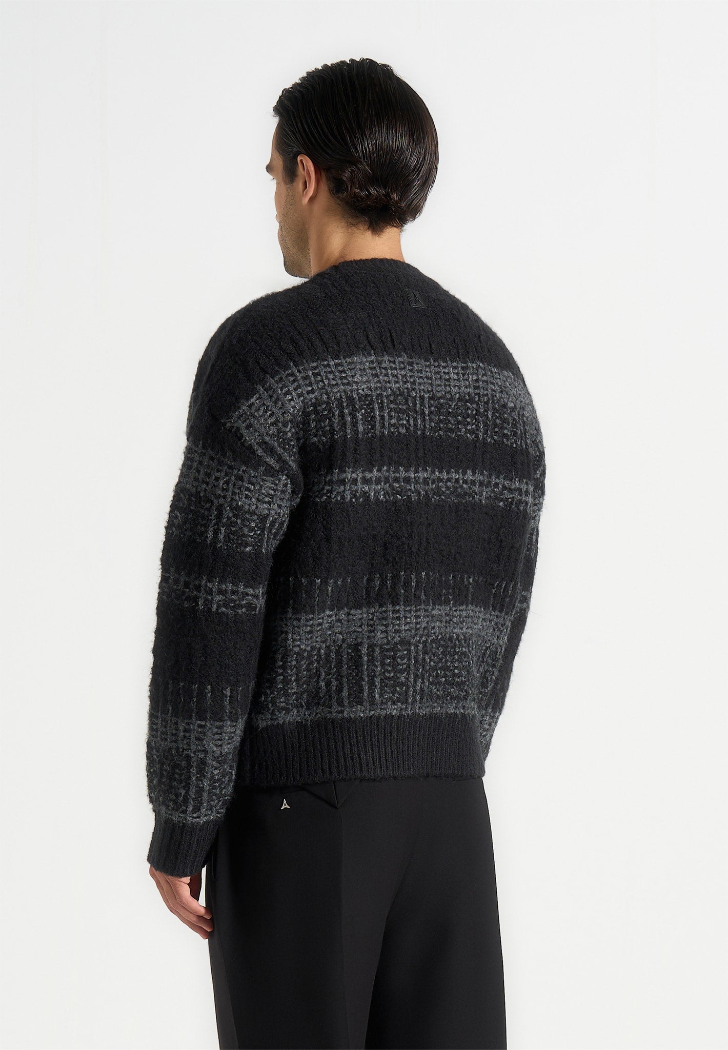 Ayden - Check Wool Knit Jumper - Black/Grey