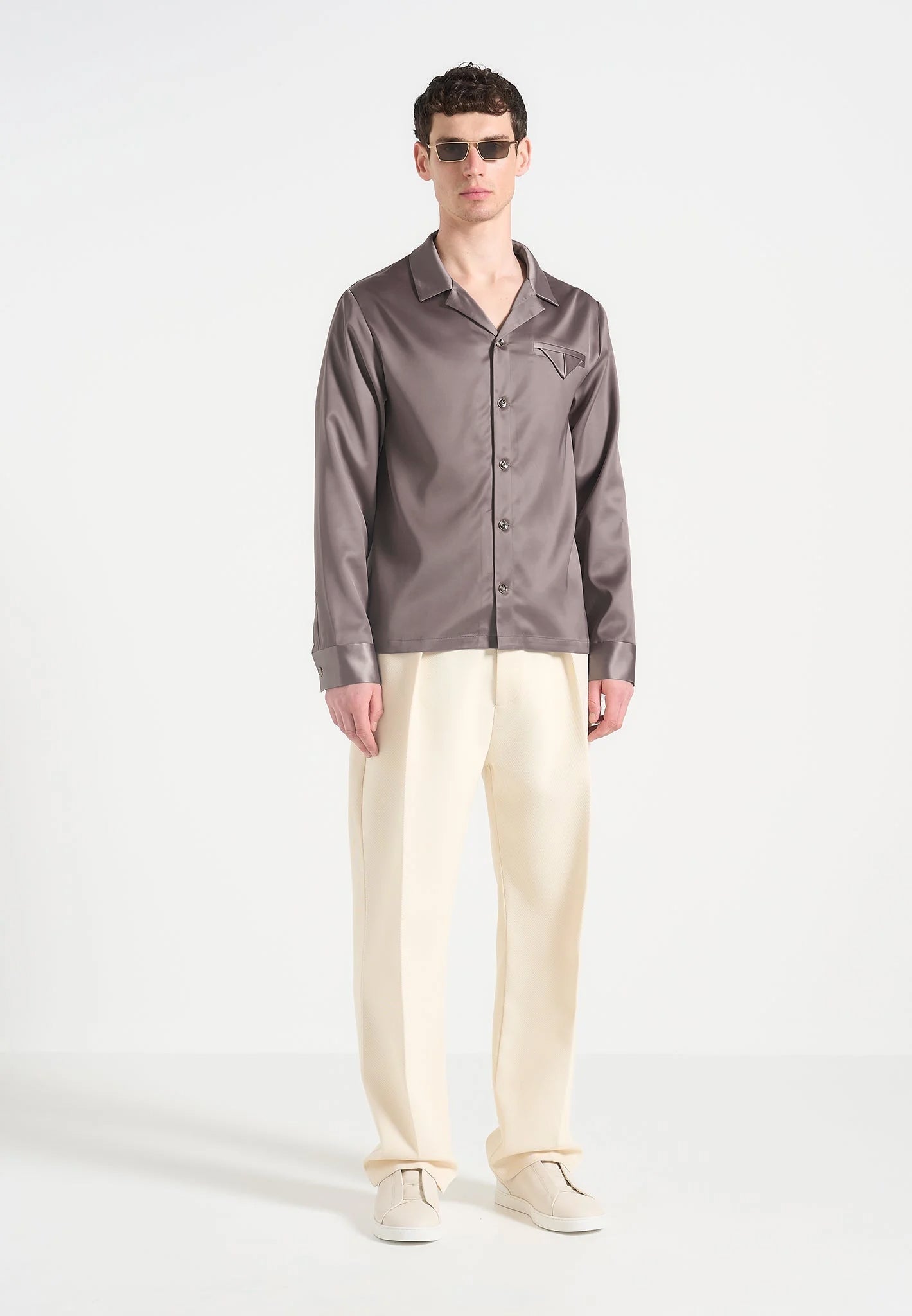 Men's Satin Overshirt - Taupe - XS - Constant
