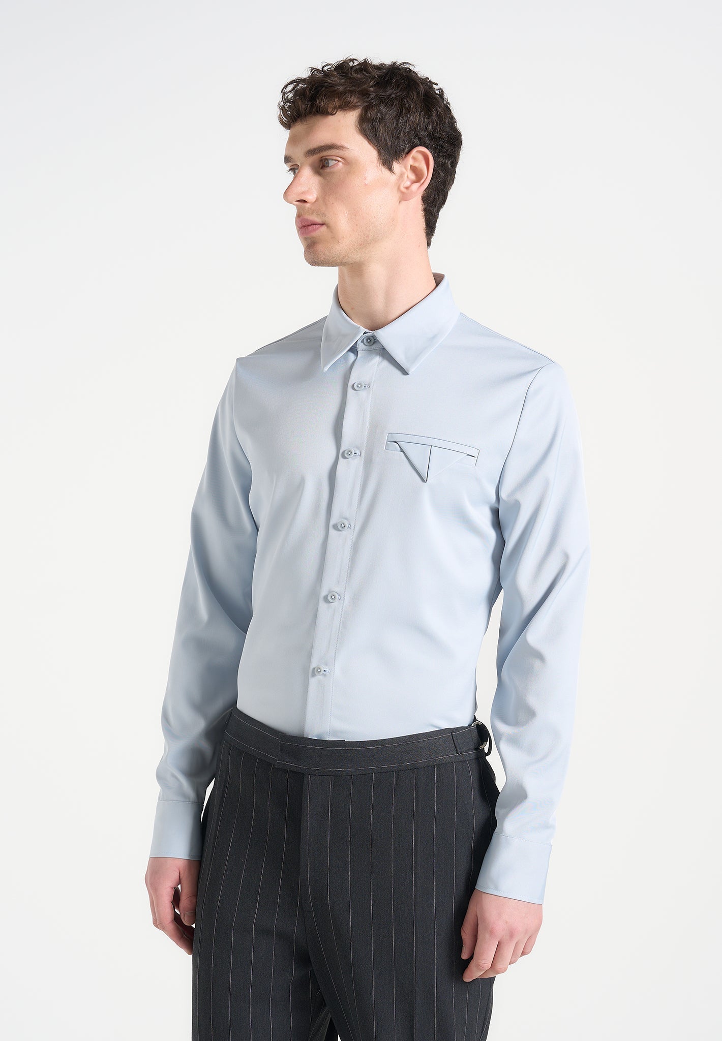 Men's Slim Fit Tailored Stretch Dress Shirt - Pale Blue - XS - Tom
