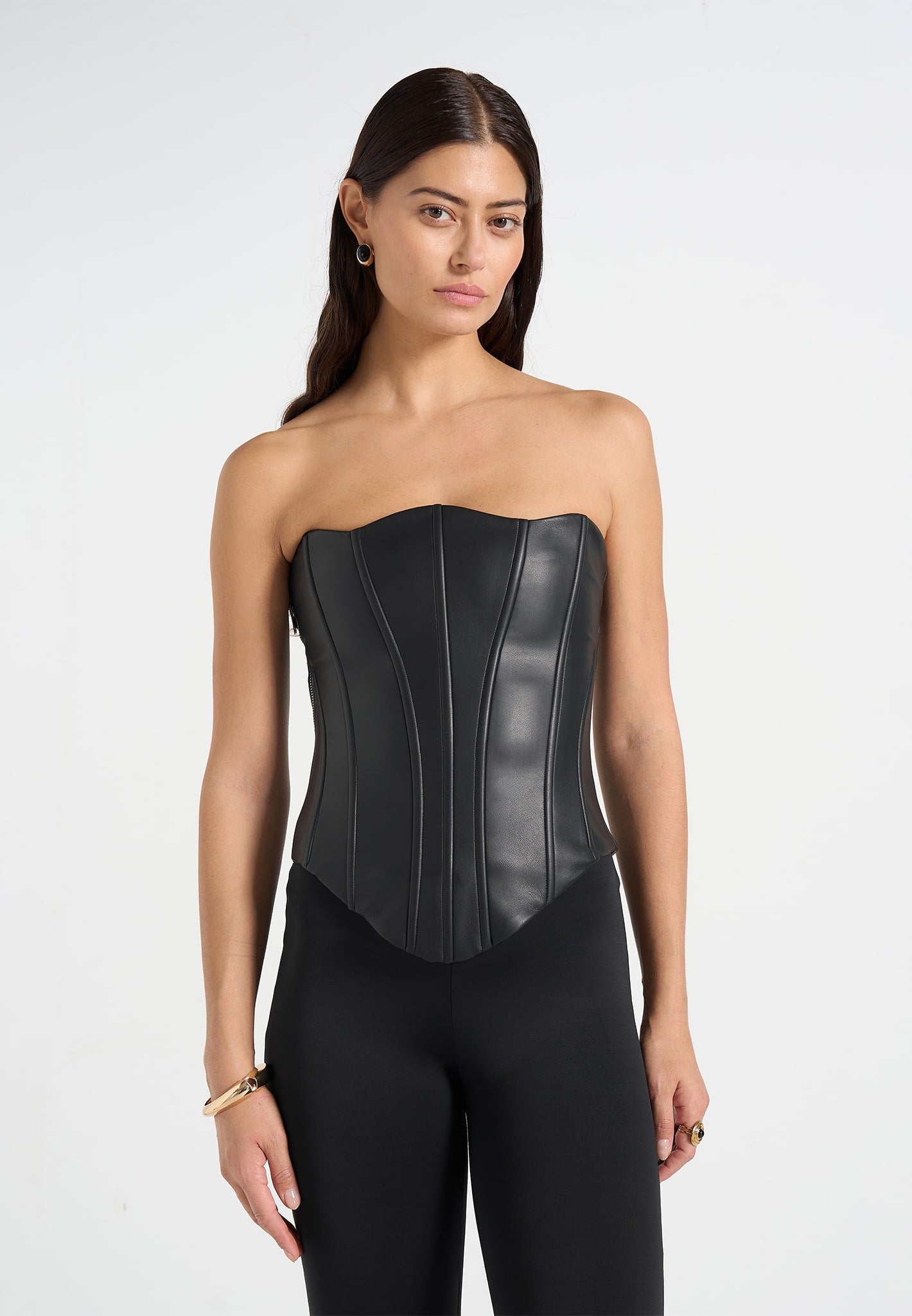Women's Leather Lace Up Corset - Black - L - Scarlett - Manire de Voir Women's Leather Lace Up Corset - Black - L - Scarlett - Manire de Voir