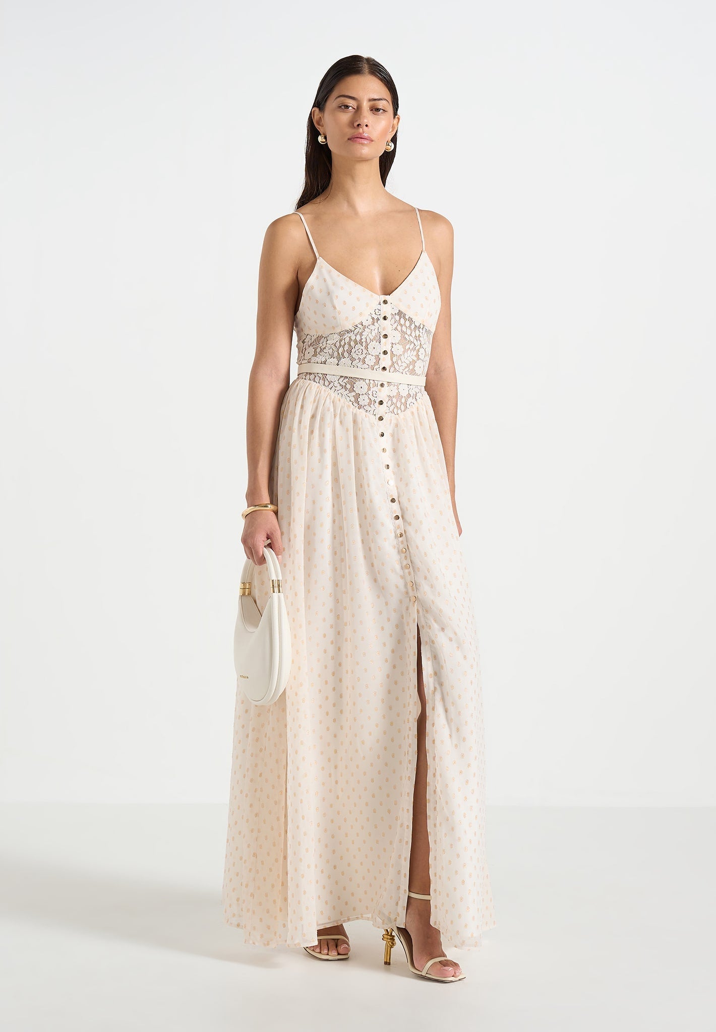 Women's Lace Corset Maxi Dress - Cream - US 10 - Rosie