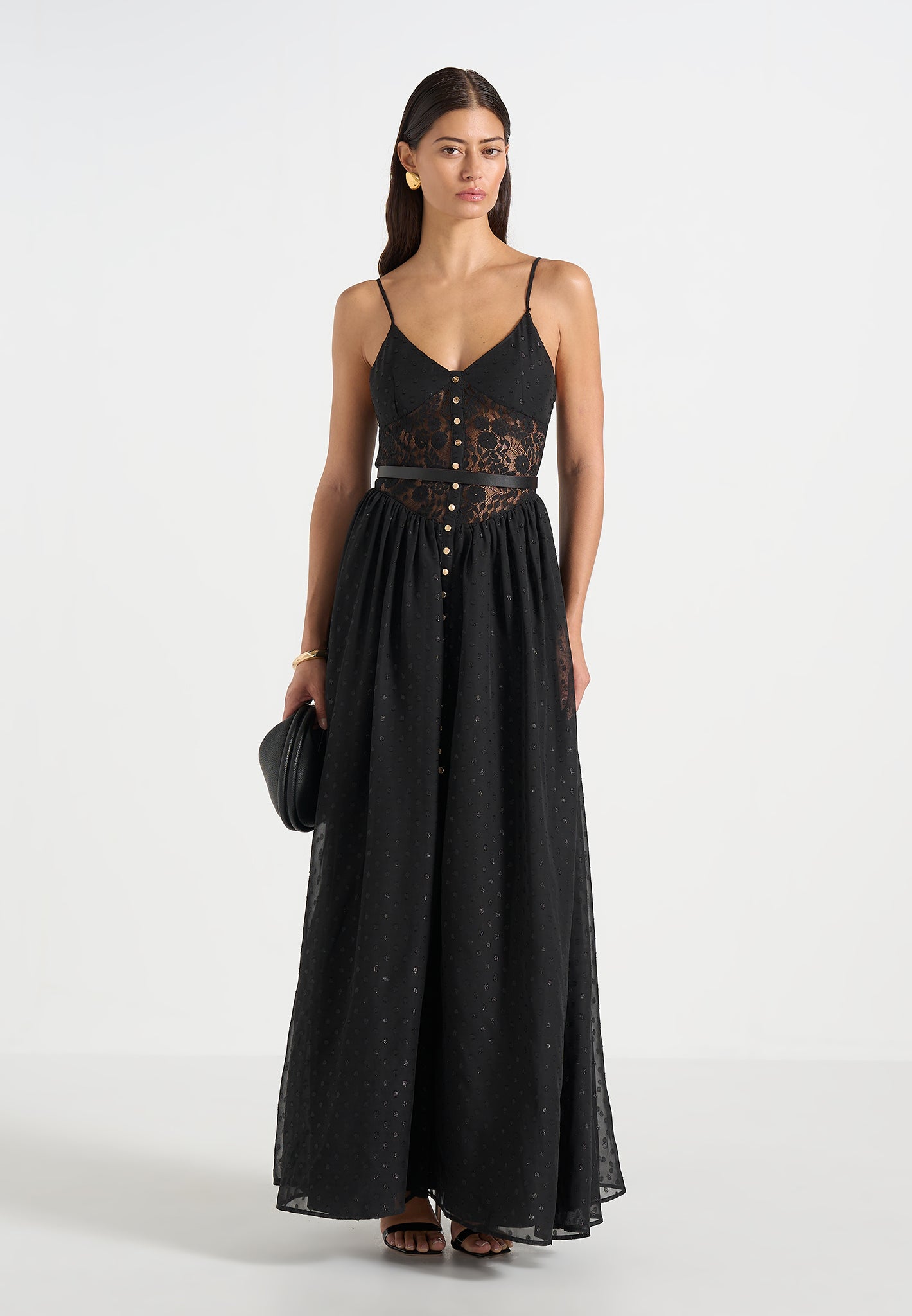 Women's Lace Corset Maxi Dress - Black - US 4 - Rosie