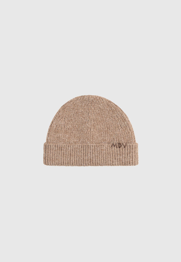 Solan - MDV Handstitched Wool Knit Beanie - Beige
