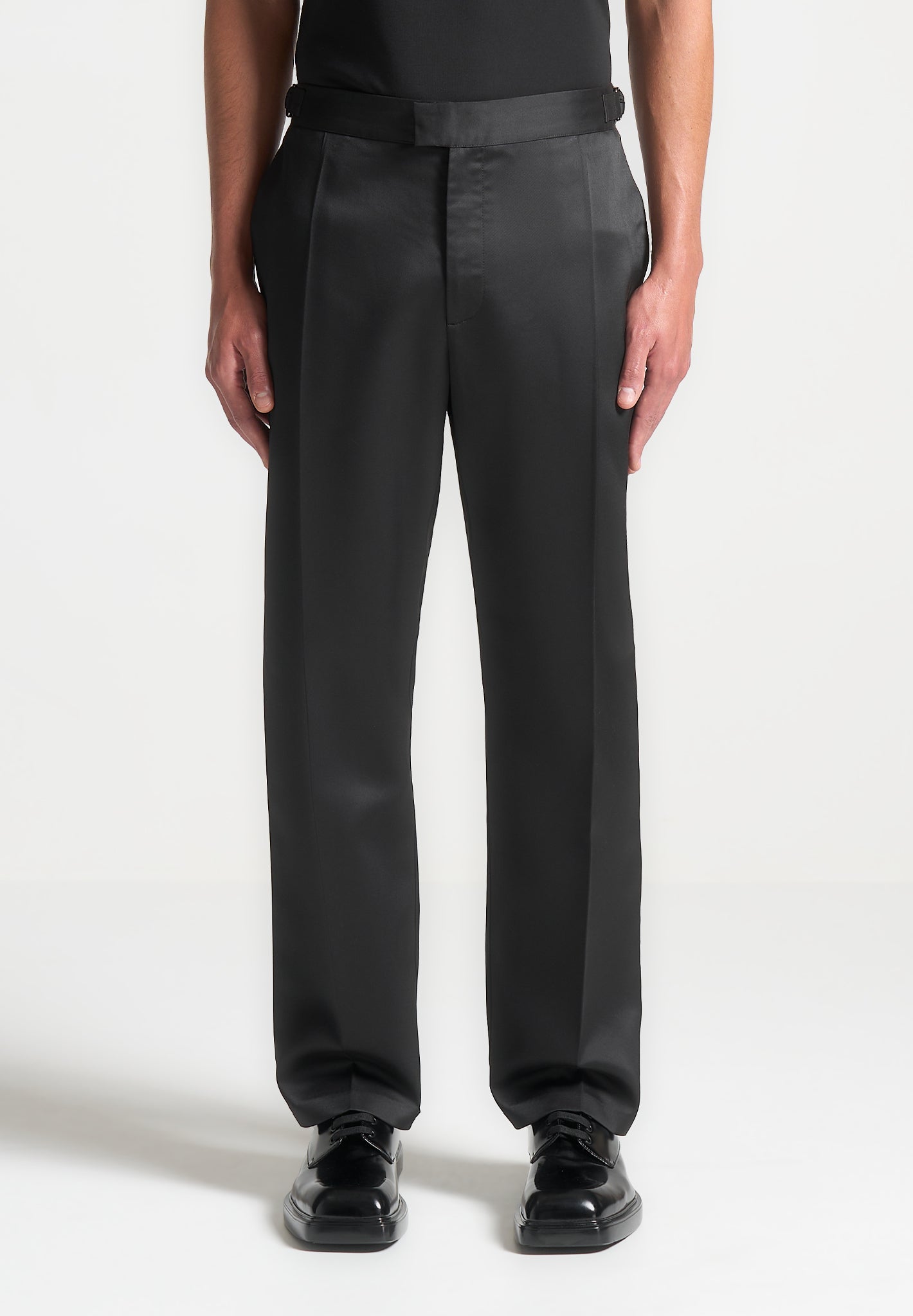 Men's Regular Fit Satin Tailored Pants - Black - W34