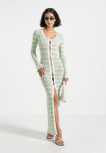 Aria - Pointelle Knit Cover Up - Sage/White