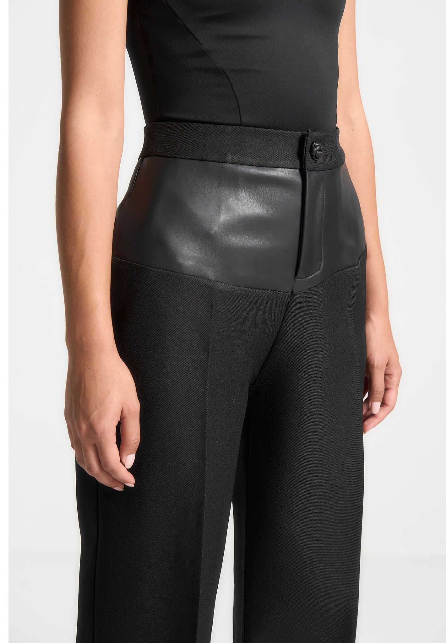 blanche-leather-panel-tailored-trousers-black