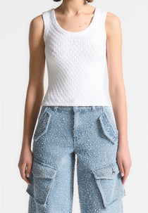 Pearl - Eiffel Knitted Tank Top - White