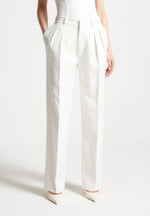 Julie - Pinstripe Twin Pleat Tailored Pants - White
